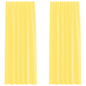 Cortinas de voile com laços 2 pcs amarelo 140x245 cm H