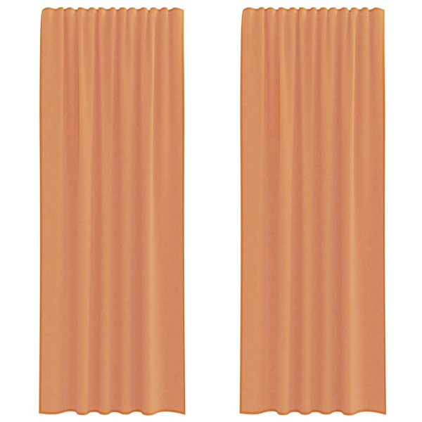 Cortinas de voile com laços 2 pcs terracota 140x260 cm M 2