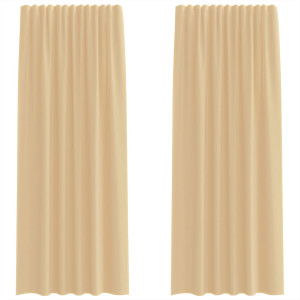 Cortinas de voile com laços 2 pcs areia 140x225 cm H