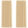 Cortinas de voile com laços 2 pcs areia 140x225 cm 2