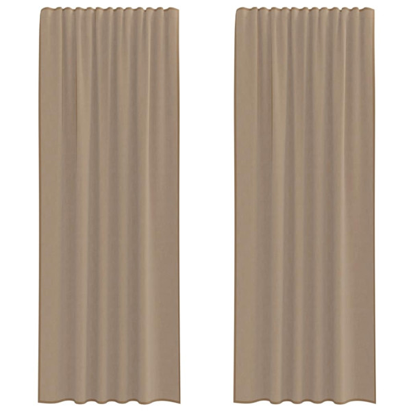 Cortinas de gasa con trabillas 2 uds marrón claro 140x260 cm M 2
