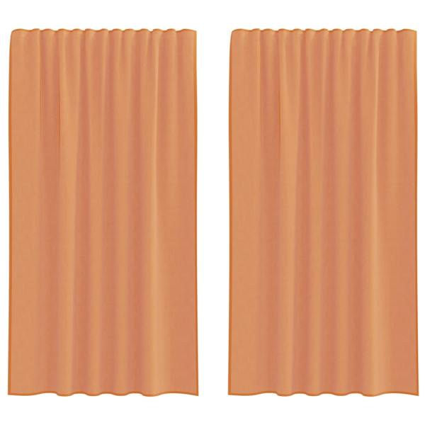 Cortinas de voile com laços 2 pcs terracota 140x175 cm M 2