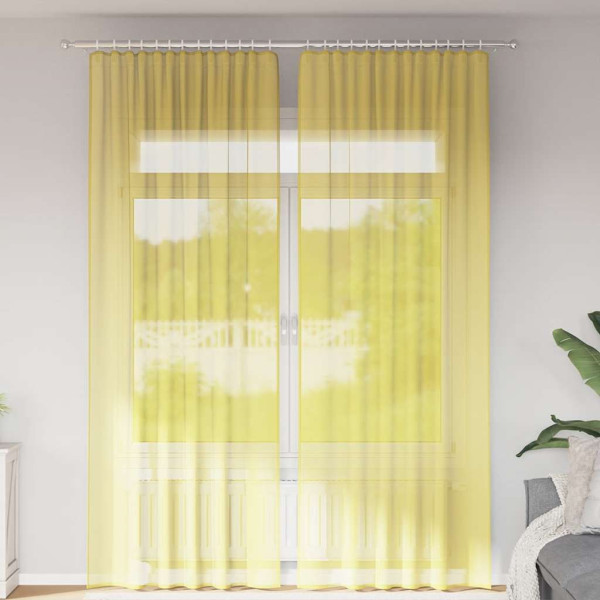 Cortinas de gasa con trabillas 2 uds amarillo 140x260 cm D