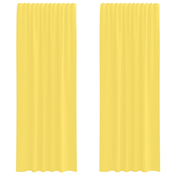 Cortinas de voile com laços 2 pcs amarelo 140x260 cm M 2