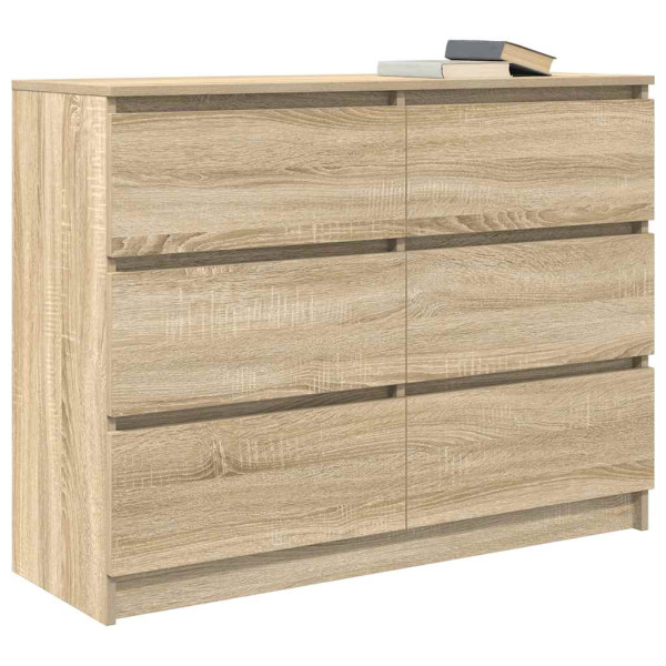 Aparador de madera contrachapada roble sonoma 100x35x76 cm M 4