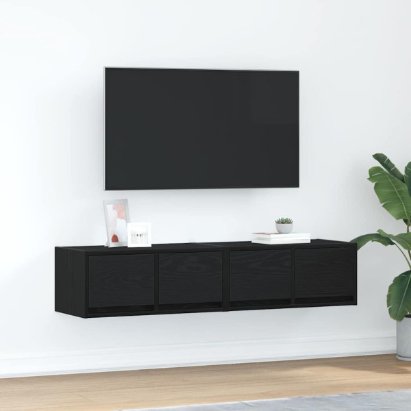 Muebles de TV 2 uds Roble Negro 60x31x25.5 cm Madera ingeniería D