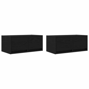 Muebles de TV 2 uds Roble Negro 60x31x25.5 cm Madera ingeniería H