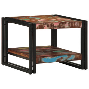 Mesa de centro multicor 50x50x38 cm madeira maciça recuperada H