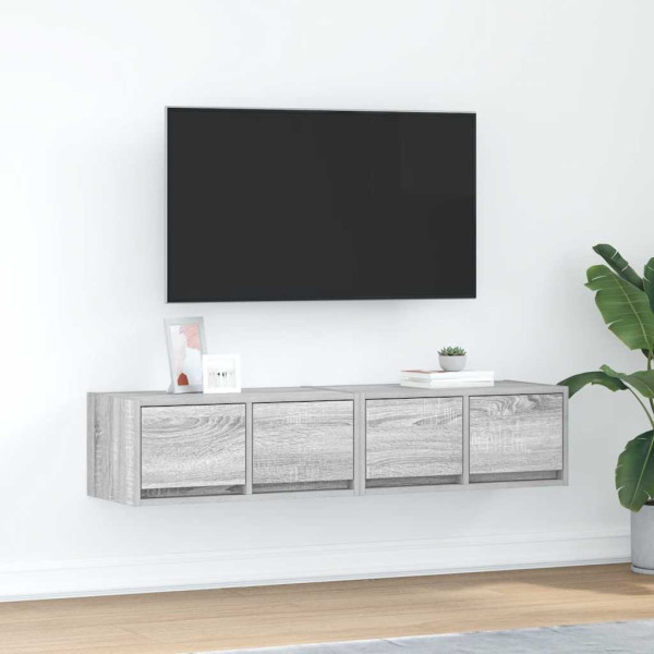 Muebles de TV 2 uds madera ingeniería gris Sonoma 60x31x25.5 cm D