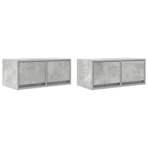 Muebles de TV 2uds madera ingeniería gris hormigón 60x31x25.5cm H