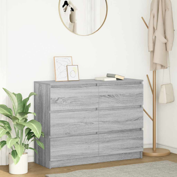 Aparador de madera de ingeniería gris sonoma 100x35x76 cm D