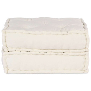 Puff modular de tela color crema 70x70x36 H