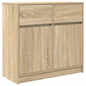 Aparador con cajón roble Sonoma 80x34x76 cm madera ingeniería H