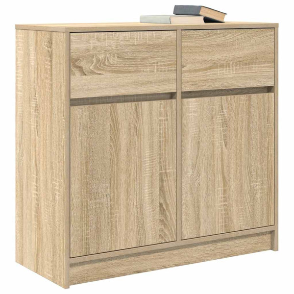 Aparador con cajón roble Sonoma 80x34x76 cm madera ingeniería M 4