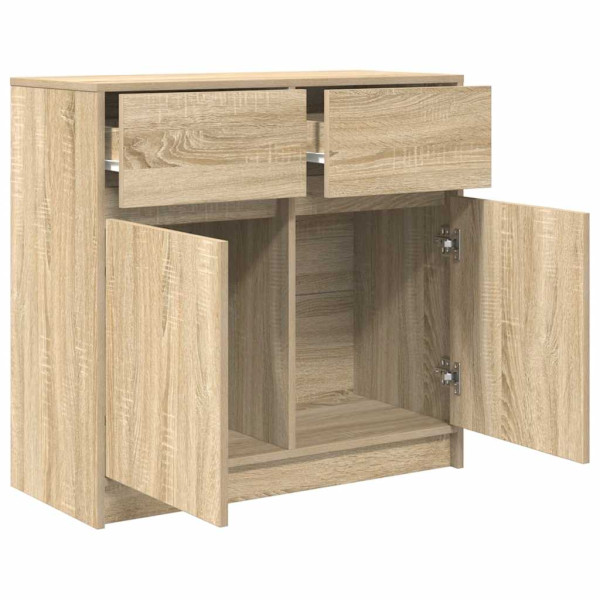 Aparador con cajón roble Sonoma 80x34x76 cm madera ingeniería M 5