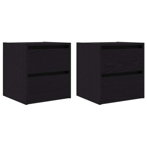 Mesillas de noche de pared 2 uds roble negro 38x34x40 cm H