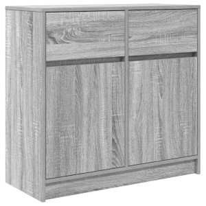 Aparador con cajón gris Sonoma 80x34x76 cm madera de ingeniería H