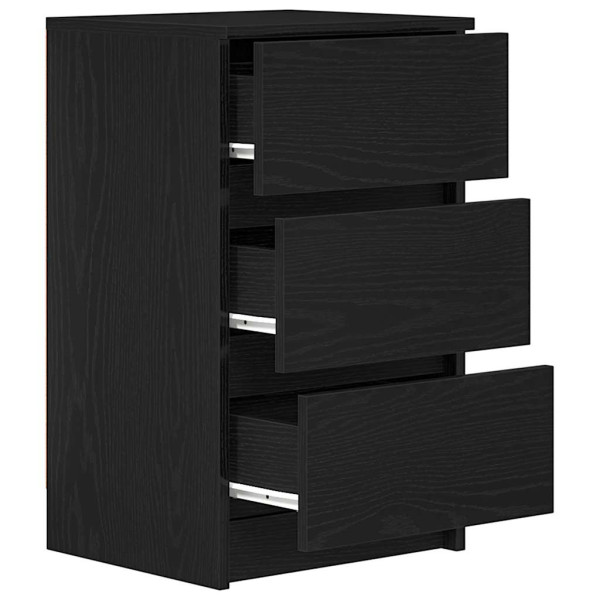 Mesa de cabeceira com 3 gavetas 39x35x65 cm preto M 5