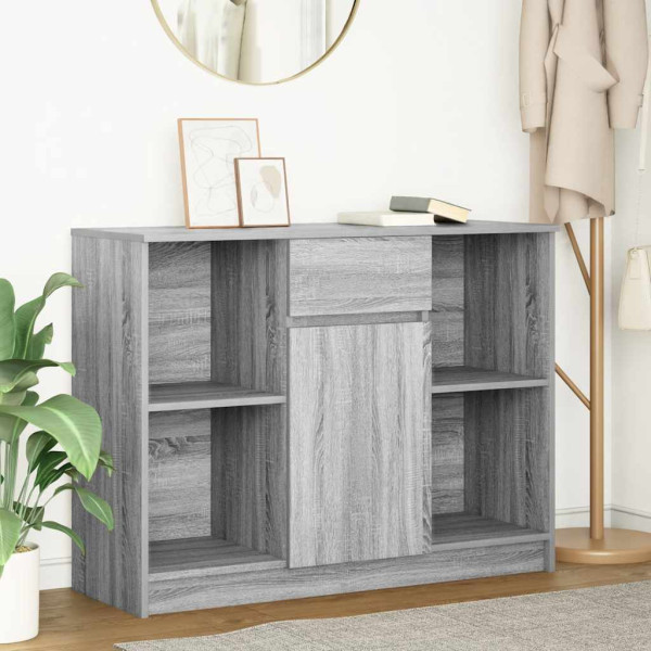 Aparador con cajón  Sonoma gris 101x35x76 cm madera ingeniería D