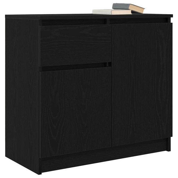 Aparador con cajón roble negro 71x35x65 cm madera de ingeniería M 4
