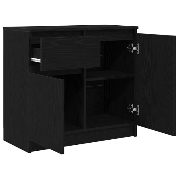 Aparador con cajón roble negro 71x35x65 cm madera de ingeniería M 5