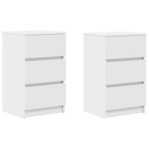 Mesas de cabeceira 3 gavetas 2 pcs 39x35x65cm branco H