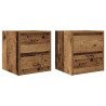 Mesas de cabeceira de parede 2 pcs 38x34x40cm madeira velha 2
