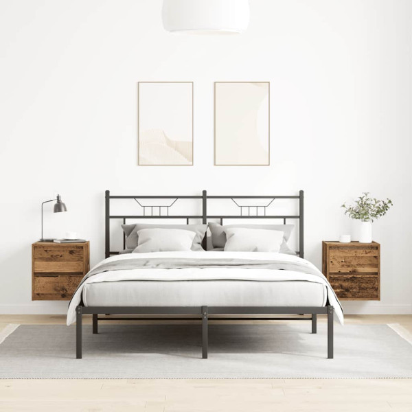 Mesillas de noche de pared 2 uds madera vieja 38x34x40 cm M 3