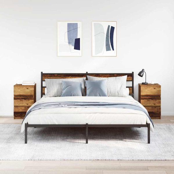 Mesillas de noche con 3 cajones 2 uds madera vieja 39x35x65 cm M 3