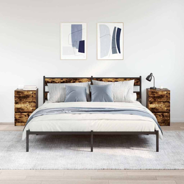 Mesillas de noche con 3 cajones 2 uds roble ahumado 39x35x65 cm M 3