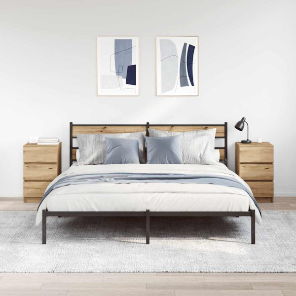 Mesillas de noche con 3 cajones 2uds roble artesanal 39x35x65cm M 3