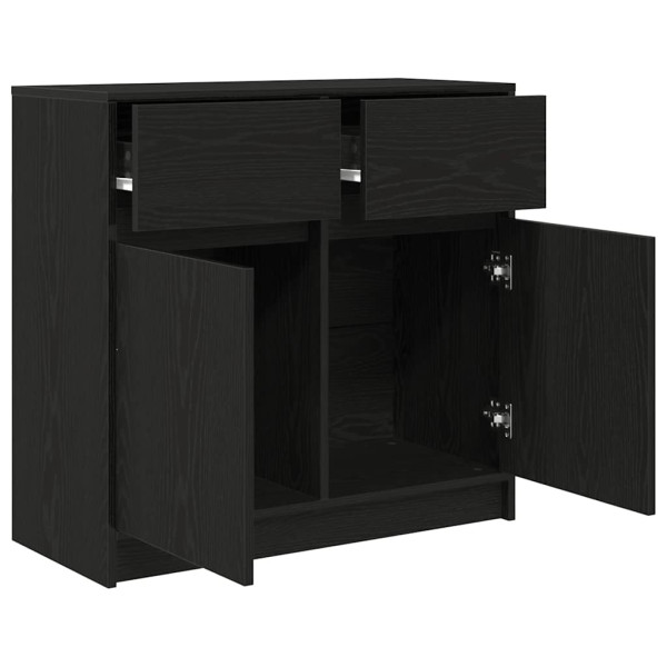 Aparador con cajón roble negro 80x34x76 cm madera de ingeniería M 5