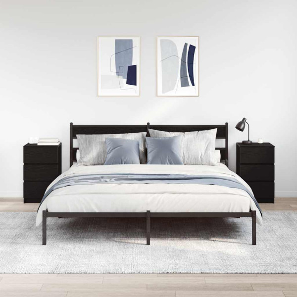 Mesillas de noche con 3 cajones 2 uds. Negro 39x35x65 cm M 5