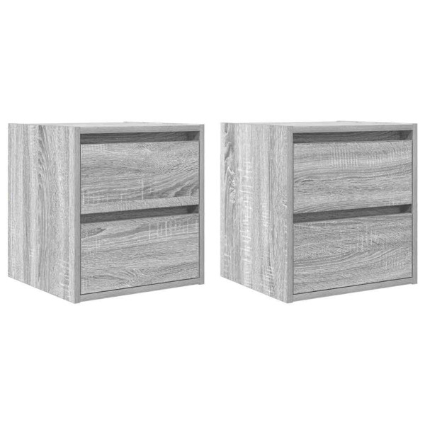Mesas de cabeceira de parede 2 pcs 38x34x40 cm cinzento sonoma M 2