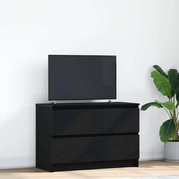 Mueble de TV de madera de ingeniería negro 80x35x54 cm D