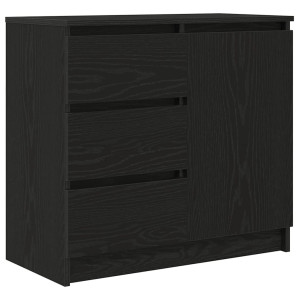 Aparador con cajón roble negro 71x35x65 cm madera de ingeniería H