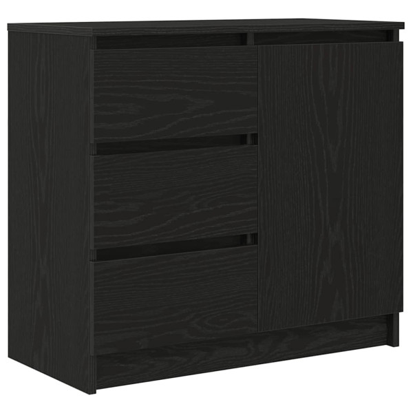 Aparador con cajón roble negro 71x35x65 cm madera de ingeniería M 2