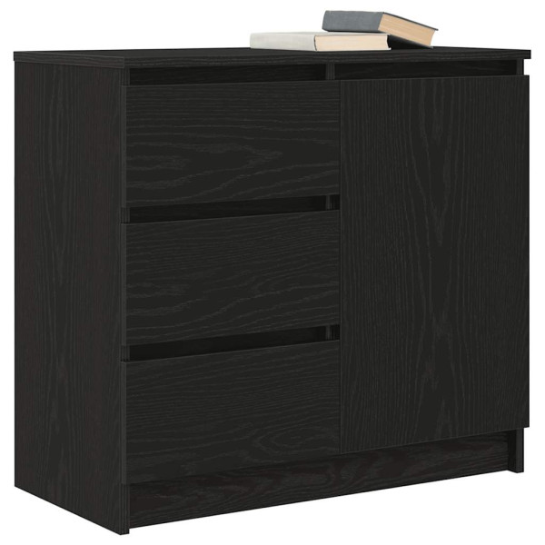 Aparador con cajón roble negro 71x35x65 cm madera de ingeniería M 4