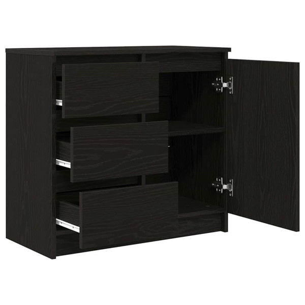 Aparador con cajón roble negro 71x35x65 cm madera de ingeniería M 5