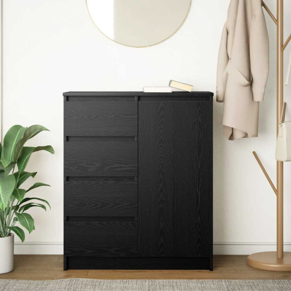 Aparador con cajones roble negro 71x35x84 cm madera ingeniería M 3