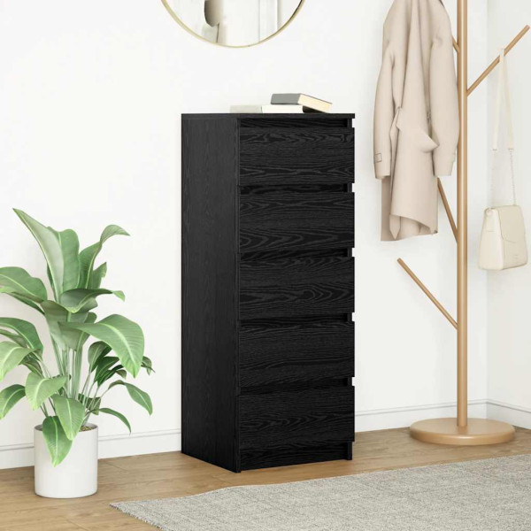 Aparador con cajones roble negro 37.5x35x99cm madera ingeniería D