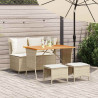 Set de comedor jardín con cojines 4 pzas ratán sintético beige 1