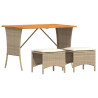 Set comedor de jardín 3 pzas con cojines ratán sintético beige 2