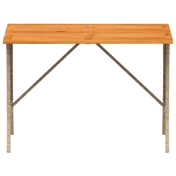 Mesa de jardín superficie de madera ratán PE negro 105x75x72 cm M 5