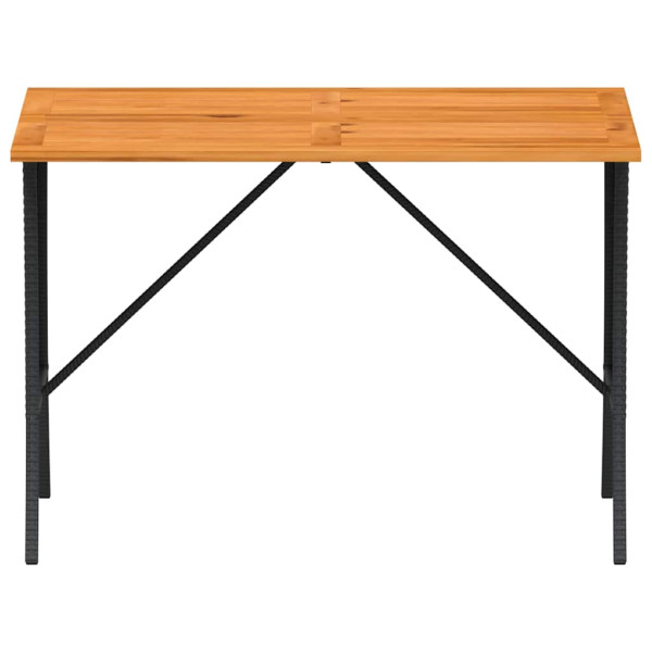 Mesa de jardín superficie de madera ratán PE negro 105x75x72 cm M 5
