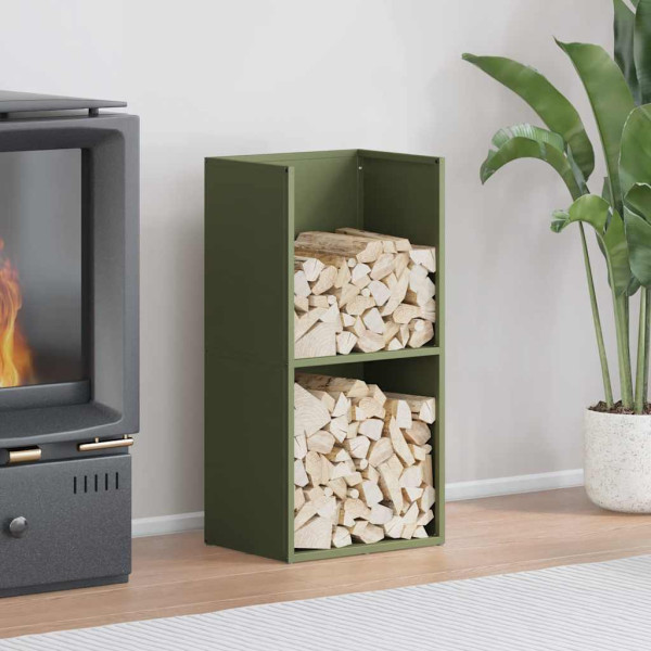Leñero verde oliva 40x30x80 cm Acero laminado en frío D