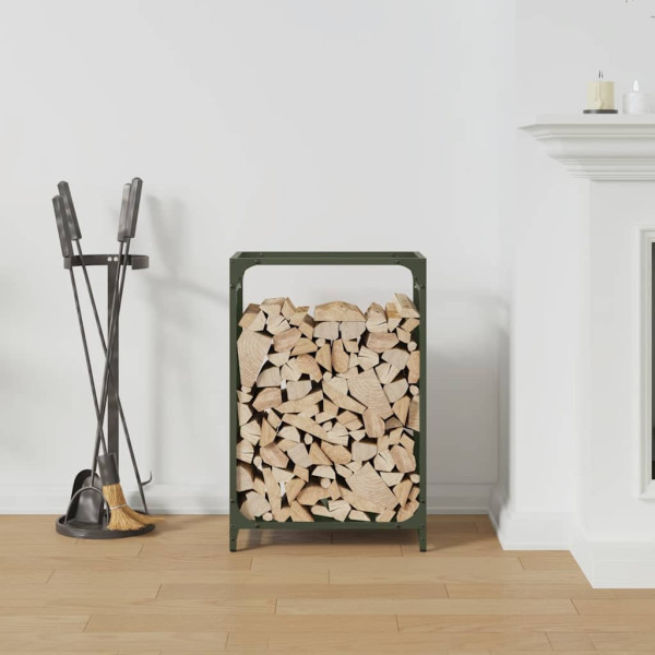 Leñero verde oliva 44x28x65 cm Acero laminado en frío M 3