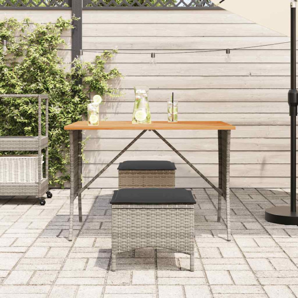 Mesa de jardín superficie de madera ratán PE gris 105x75x72 cm M 5