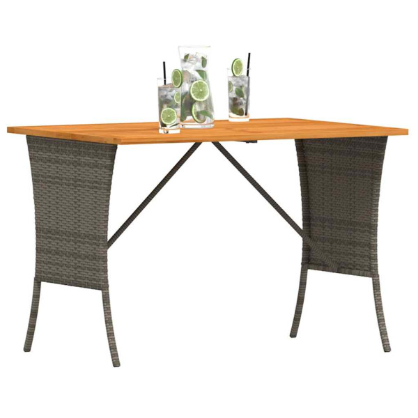 Mesa de jardín superficie de madera ratán PE gris 105x75x72 cm D