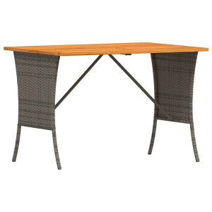 Mesa de jardín superficie de madera ratán PE gris 105x75x72 cm H